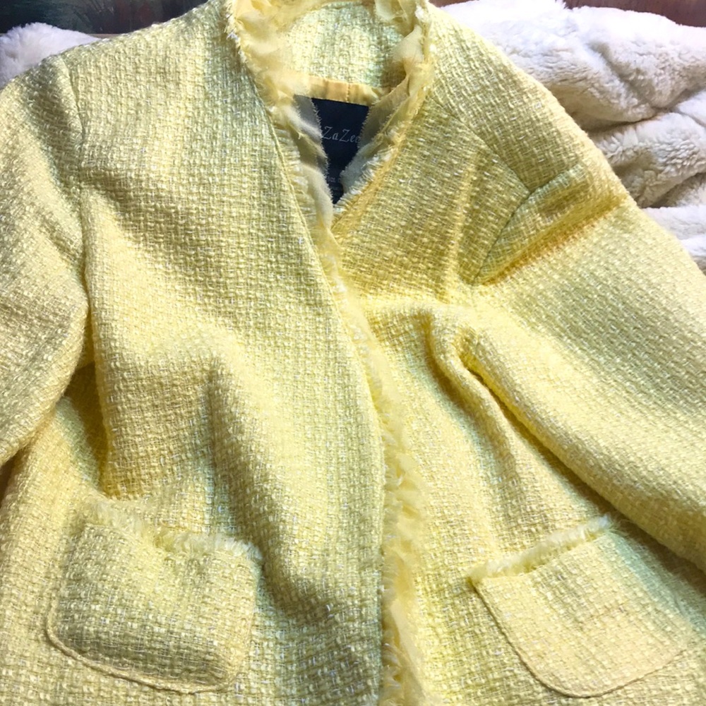 ZaZee Yellow Lace-Fringed Summer Jacket